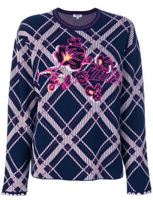 Клетчатый свитер с логотипом Kenzo. Цвет: синий