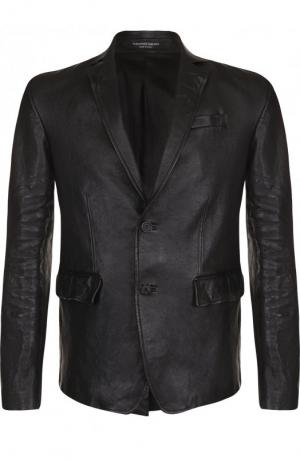 Кожаная куртка с отложным воротником Alexander McQueen. Цвет: черный