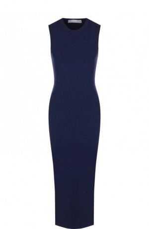 Однотонное платье-миди с круглым вырезом Victoria Beckham. Цвет: темно-синий