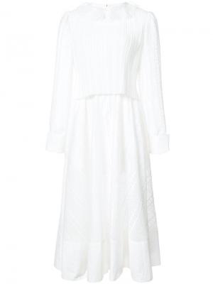 Многослойное платье с лазерной перфорацией Julien David. Цвет: белый