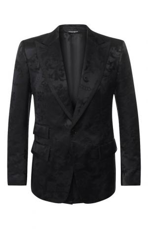 Однобортный пиджак из смеси хлопка и шелка Dolce & Gabbana. Цвет: темно-синий