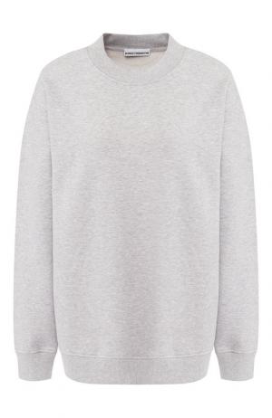 Хлопковый пуловер с круглым вырезом Paco Rabanne. Цвет: серый