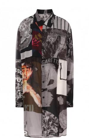 Удлиненная блуза свободного кроя с принтом Yohji Yamamoto. Цвет: разноцветный