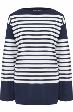 Шелковый пуловер свободного кроя в полоску Dolce & Gabbana. Цвет: темно-синий