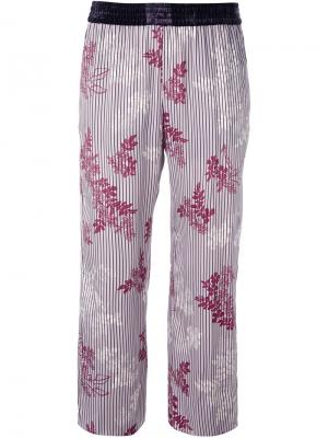 Укороченные брюки с цветочным узором Forte. Цвет: розовый и фиолетовый