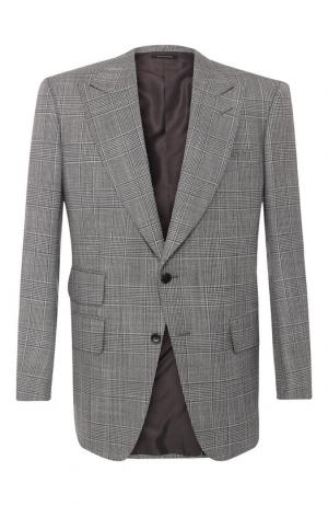 Однобортный пиджак из смеси шерсти и шелка Tom Ford. Цвет: серый