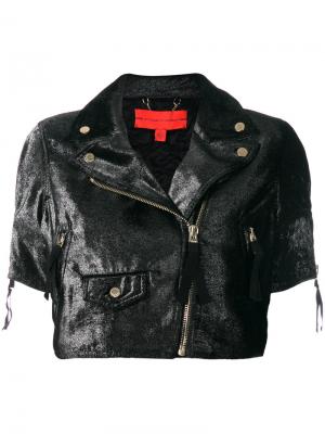 Укороченная бархатная байкерская куртка Hilfiger Collection. Цвет: чёрный