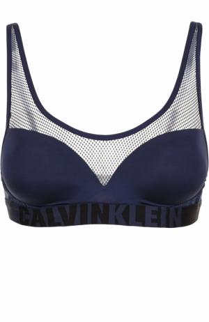 Бюстгальтер с перфорацией и логотипом бренда Calvin Klein Underwear. Цвет: темно-синий