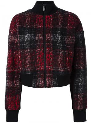 Клетчатая куртка-бомбер Rose DKNY. Цвет: красный