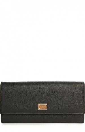 Кожаный кошелек с тиснением Dauphine Dolce & Gabbana. Цвет: черный