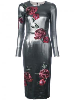 Платье с заплатками в виде сердца Dolce & Gabbana. Цвет: серый