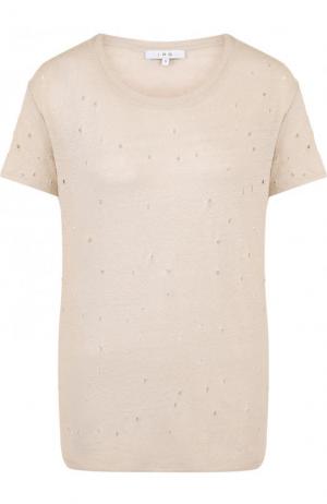 Льняная футболка прямого кроя с потертостями Iro. Цвет: бежевый