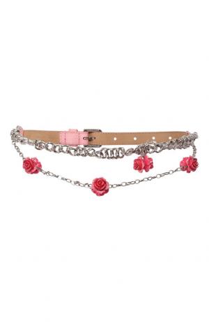 Кожаный ремень с цепью и подвесками Dolce & Gabbana. Цвет: розовый