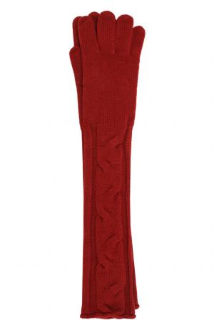 Удлиненные кашемировые перчатки фактурной вязки Loro Piana. Цвет: красный