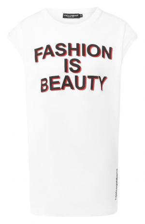 Хлопковая футболка с надписью Dolce & Gabbana. Цвет: белый
