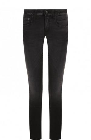 Укороченные джинсы-скинни с потертостями R13. Цвет: черный