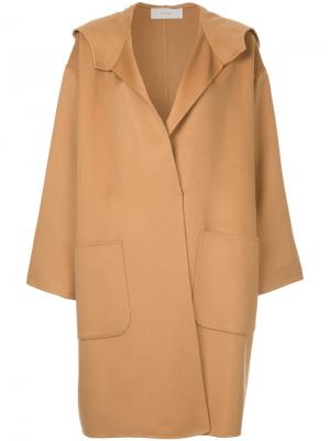 Свободное пальто с капюшоном Cyclas. Цвет: коричневый