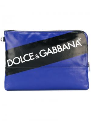 Клатч с логотипом Dolce & Gabbana. Цвет: синий