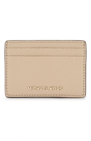 Кожаный футляр для кредитных карт MICHAEL Kors. Цвет: бежевый