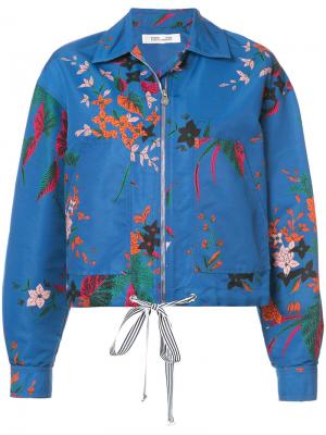 Укороченная куртка с цветочным рисунком Dvf Diane Von Furstenberg. Цвет: синий