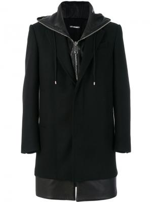 Пальто с капюшоном Les Hommes. Цвет: чёрный