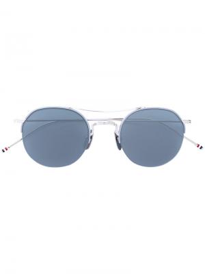 Круглые солнцезащитные очки Thom Browne Eyewear. Цвет: металлический