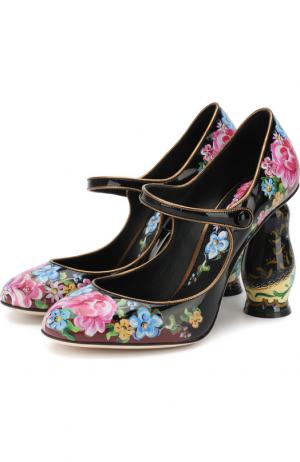 Лаковые туфли Матрешка на фигурном каблуке Dolce & Gabbana. Цвет: черный