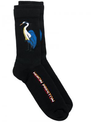 Носки с птицей и логотипом Heron Preston. Цвет: чёрный