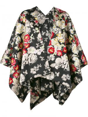Каскадный пиджак с цветочным принтом Ermanno Gallamini. Цвет: чёрный