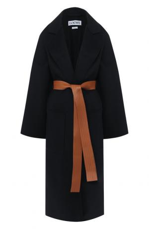 Пальто с поясом из смеси шерсти и кашемира Loewe. Цвет: черный