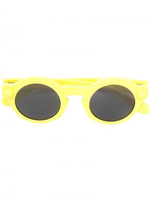 Солнцезащитные очки в круглой оправе Christopher Kane Eyewear. Цвет: жёлтый и оранжевый