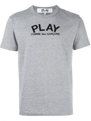 Футболка с принтом логотипа Comme Des Garçons Play. Цвет: серый