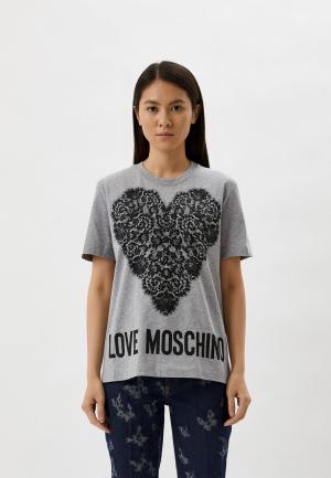 Футболка Love Moschino. Цвет: серый