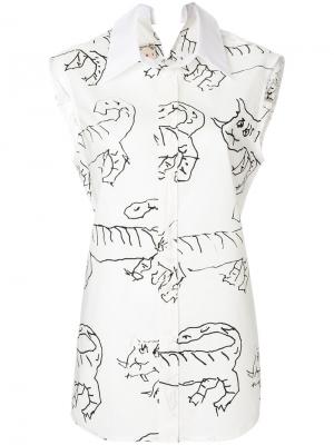 Tiger print sleeveless shirt Marni. Цвет: белый