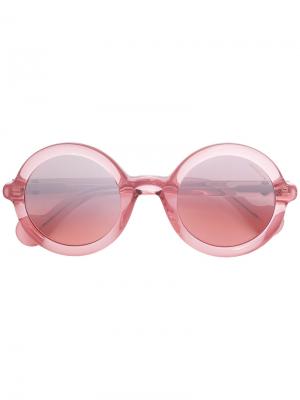 Солнцезащитные очки в круглой оправе Moncler Eyewear. Цвет: розовый и фиолетовый