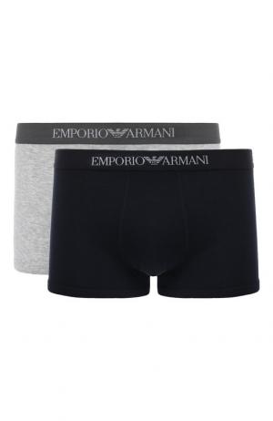 Комплект из двух хлопковых боксеров Emporio Armani. Цвет: разноцветный