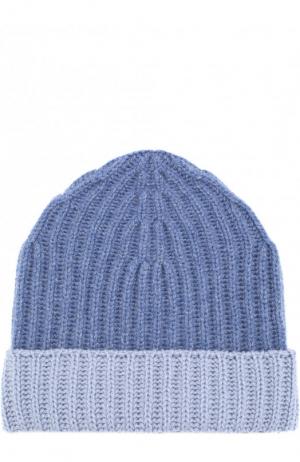 Кашемировая шапка с контрастным отворотом Loro Piana. Цвет: синий