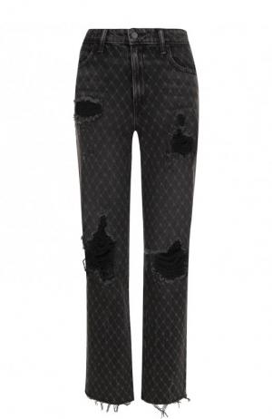 Укороченные джинсы свободного кроя с потертостями Denim X Alexander Wang. Цвет: серый
