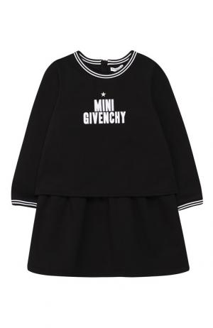 Хлопковое платье с логотипом бренда Givenchy. Цвет: черный
