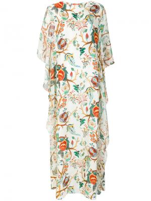 Длинное платье  с цветочным принтом Alberta Ferretti. Цвет: телесный