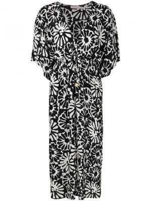 Пляжное платье Pomelo с цветочным узором Tory Burch. Цвет: чёрный