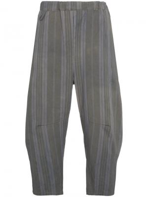 Полосатые брюки с эластичным поясом By Walid. Цвет: серый