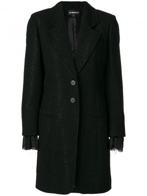 Однобортное пальто с кружевными манжетами Ann Demeulemeester. Цвет: чёрный