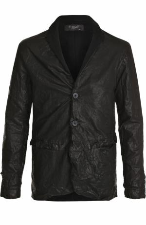 Кожаная куртка на пуговицах с шерстяной спинкой Transit. Цвет: черный