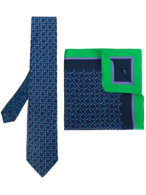 Комплект из галстука и платка с узором Etro. Цвет: синий
