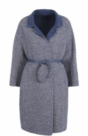 Шерстяное пальто с поясом Loro Piana. Цвет: синий