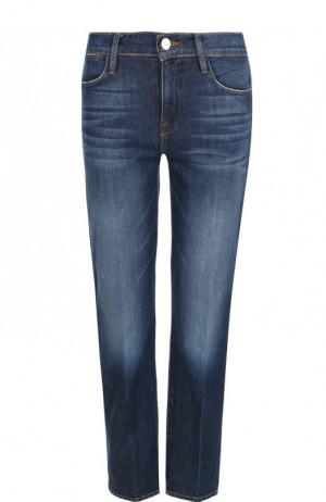 Укороченные джинсы с потертостями Frame Denim. Цвет: синий