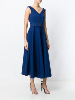 Платье с пышной юбкой и поясом Michael Kors Collection. Цвет: синий