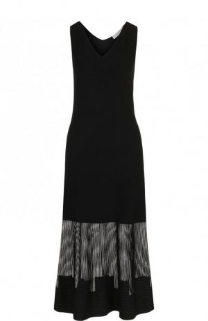 Приталенное платье-миди с V-образным вырезом D.Exterior. Цвет: черный