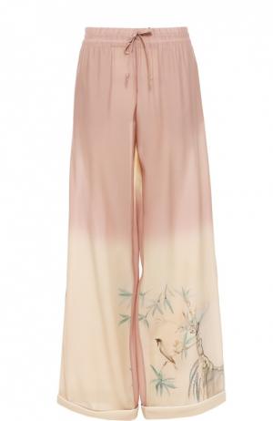Шелковые брюки в пижамном стиле с эластичным поясом Valentino. Цвет: светло-розовый